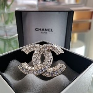 CHANEL Crystal Baguette CC  Silver